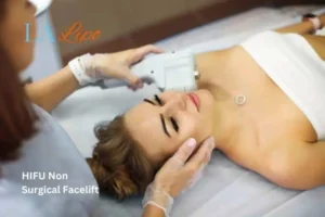 Woman having Hi-Fu to reduce wrinkles Smethwick.