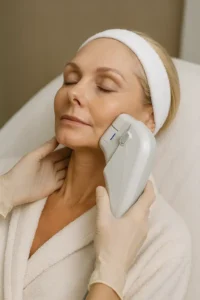 Woman receiving HIFU non surgical facelift treatment Smethwick