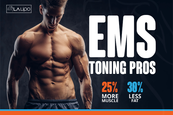 Graphic of man with toned body showing the benefits of LA-EMS Body Sculpting Smethwick treatment